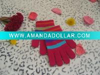 Acrylic Stripe knitted Magic gloves