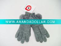 Grey knit gloves with soft pops