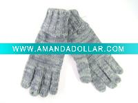 Mixed knit grey gloves