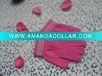Wholesale Pink Acrylic Knitted Magic Gloves
