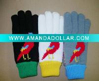 Wholesale women fashion jacquard parrot gloves & mittens