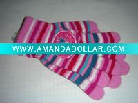 Wholesale Cute embroider stripe acrylic magic gloves