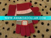Wholesale Acrylic Kid Stripe Knit Magic Gloves