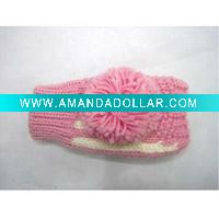 Acrylic half knit gloves