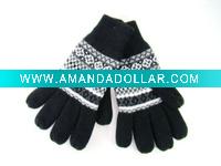 Wholesale Classic jacquard black knit gloves