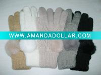women jacquard gloves with fur