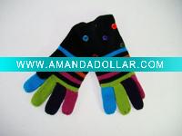 Colorful stripped knit glove