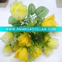Wholesale Artificial flower/artificial plant--fresh yellow silk rose