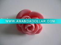 Wholesale hard plastic charming pink rose shaped ring