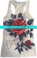 Wholesale lady cacual 100% cotton rose t-shirt