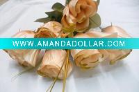 Wholesale Artificial flower/artificial plant--artificial Valentine's silk rose--white/pink/gloden