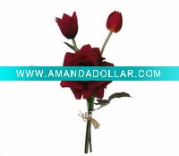 Wholesale 15.5" Silk flower Rose/tulip bundle X 3