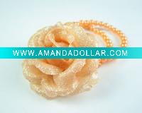 Wholesale New Barrette Hair Clip Rose Flower Acryl Bead Orange
