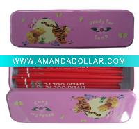 Metal School Pencil Box with carton pattern