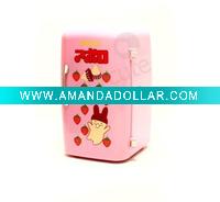 Wholesale new pink strawberry refrigerater penstand coin saving money box/ pencial box writing case box