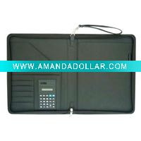 A4 zipper leather portfolio