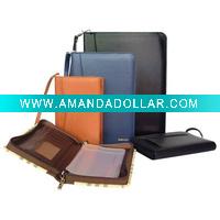 A4 zipper leather portfolio