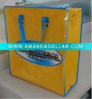 Wholesale large zipper close pp woven shopping bag