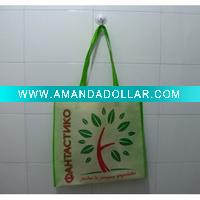 Wholesale green silk one color printing non woven shopping bag