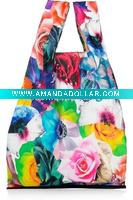 Wholesale flower printing nylon folding shopping bag
