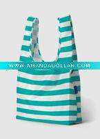Wholesale Green Striple Folding Shopping Bag