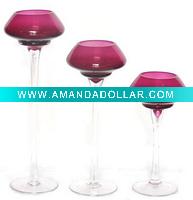 Wholesale handblown red color glass candle holder