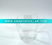 Wholesale cold cut clear square glass candle holder