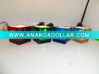 Wholesale square frosted glass candle holder design with Christmas