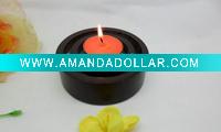 Wholesale Beautiful glass candle holder with wooden stand