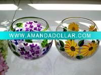 Wholesale glassware handpainted glass candle holder