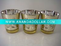 Wholesale gold butterfly glass candle holder for holiday decoration