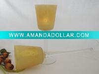 Wholesale Stemmed Glass Candle Holder with Gold Chirstmas Tree