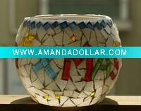 Christmas Mosaic Glass Candle Holder