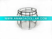 Wholesale hanging bright glass hurricane lamp with metal bracket