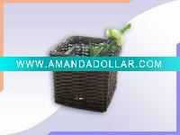 Square Glass Vase/ Willow Basket