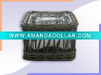 Square Glass Vase/ Willow Basket