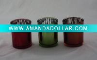 Glass candle holder with electroplating design