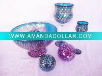 Wholesale Mosaic Glass Hurricane Candle Holder