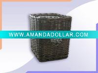 Clear Glass Candle Holder / Willow Basket