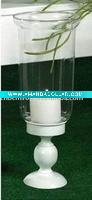 Wholesale Hurricane candle holder with white powder coated metal base