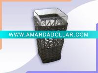 Square Glass Vase/ Willow Basket