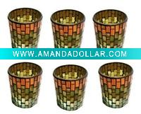 Mosaic glass candle holder