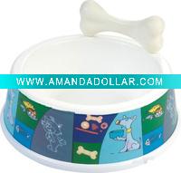 Plastic Pet Bowl with a bone