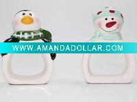 Ceramic Christmas Napkin Ring Set 2