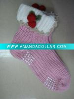 Wholesale acrylic ladies christmas socks with flower