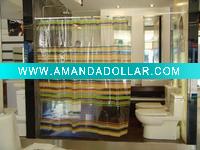 stripe printing pvc shower curtain