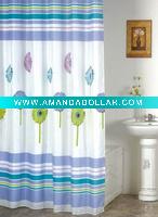 polyester shower curtain with fabric hanger
