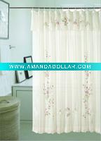Wholesale airbrush ribbon cutwork stripe shower curtain