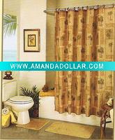 Wholesale Golden polyester PVC/PE coated Shower Curtain/Bath Curtain 015