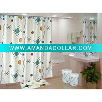 Wholesale printed polyester shower curtain bathroom accessaries